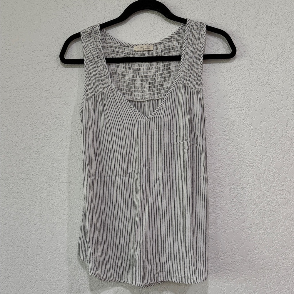 Lovestitch boho chic Black and White Striped Tank Top
